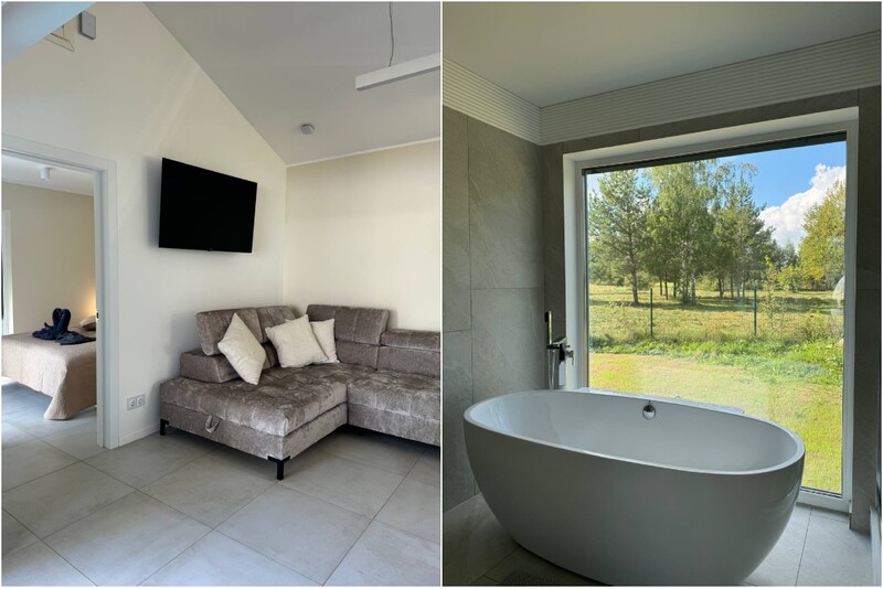 Ночевка в домике Akmeni Nature Resort курорта “Villa Mila” с бассейном