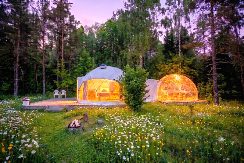 Пакет проживания Bubble House в глэмпинг-палатке с сауной